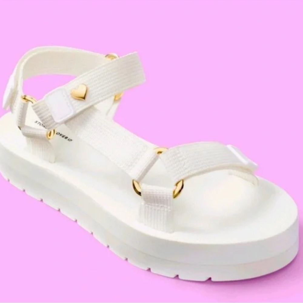 Stoney Clover Lane White Sandals with Gold Details